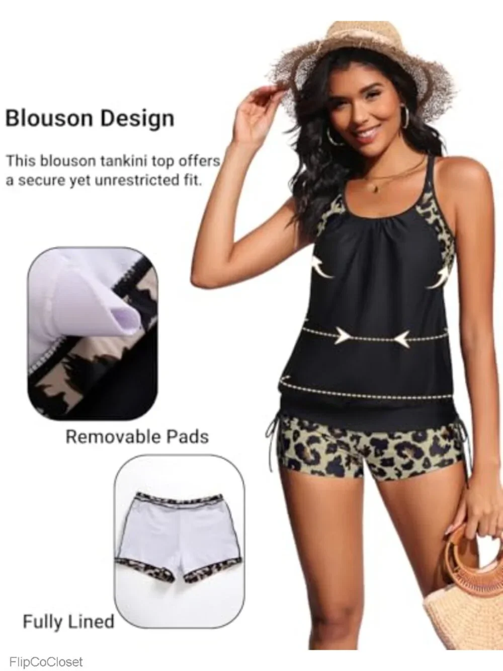Tankini Swimsuits for Women with Shorts Tummy Control 2 Piece Bathing Suit